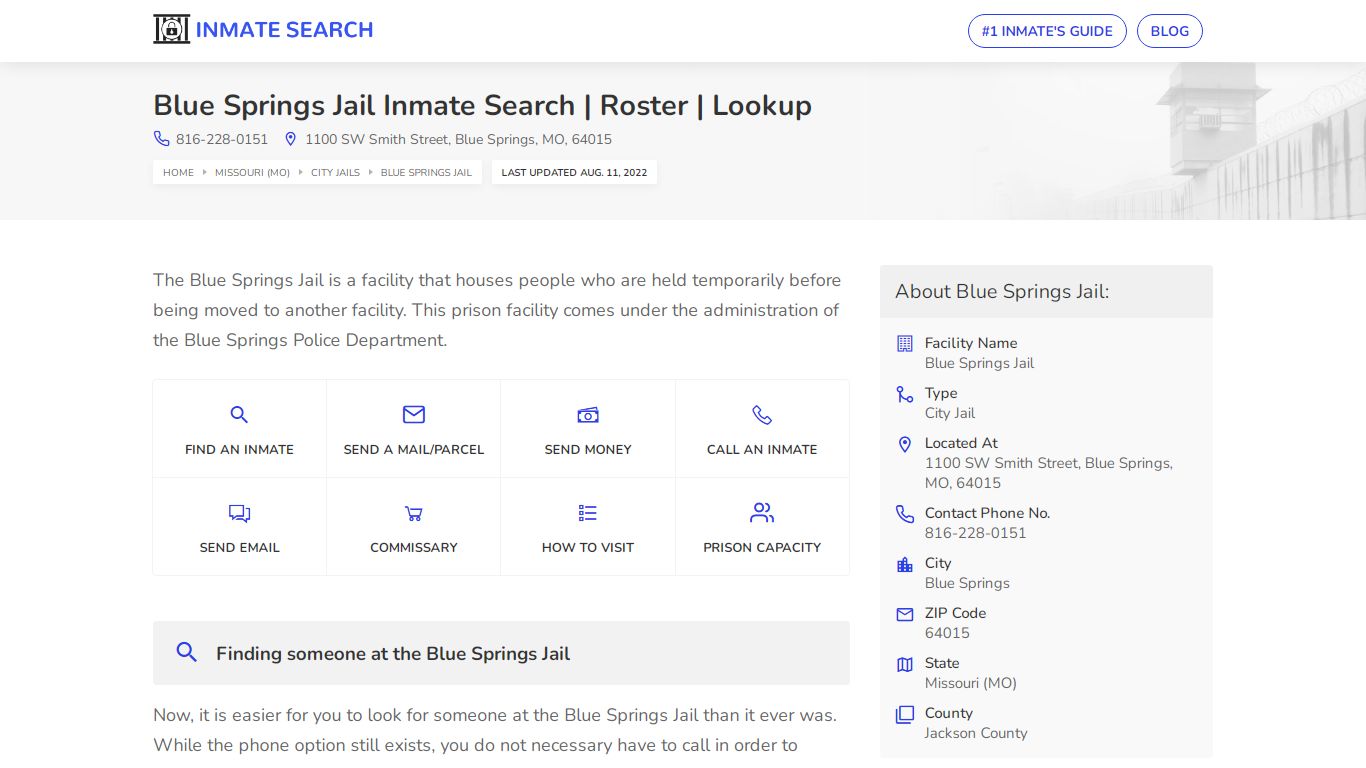 Blue Springs Jail Inmate Search | Roster | Lookup