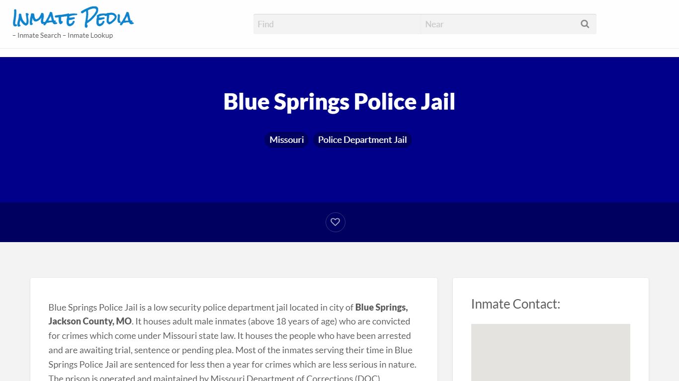 Blue Springs Police Jail – Inmate Pedia – Inmate Search ...